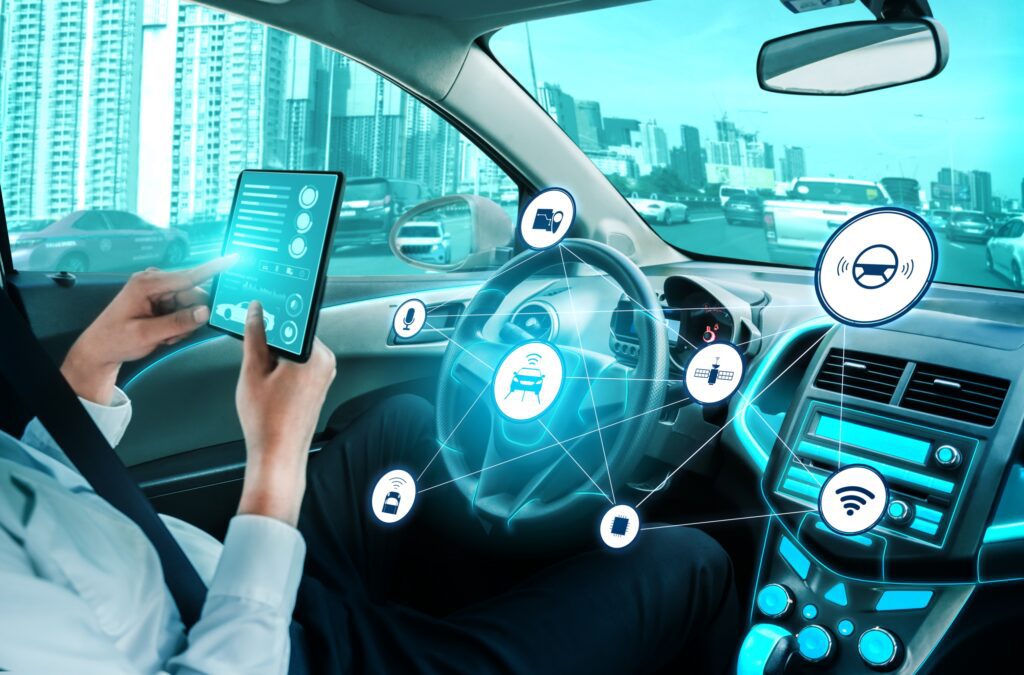 driverless car interior with futuristic dashboard autonomous control system scaled